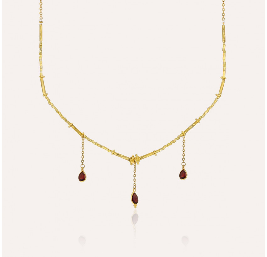 Necklace VENEZIA in glass beads of MURANO and garnet | Gloria Balensi jewellery
