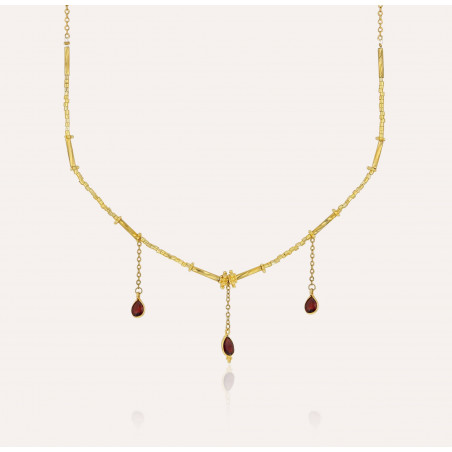 Collier VENEZIA en perles de verre de MURANO et grenat| Gloria Balensi bijoux