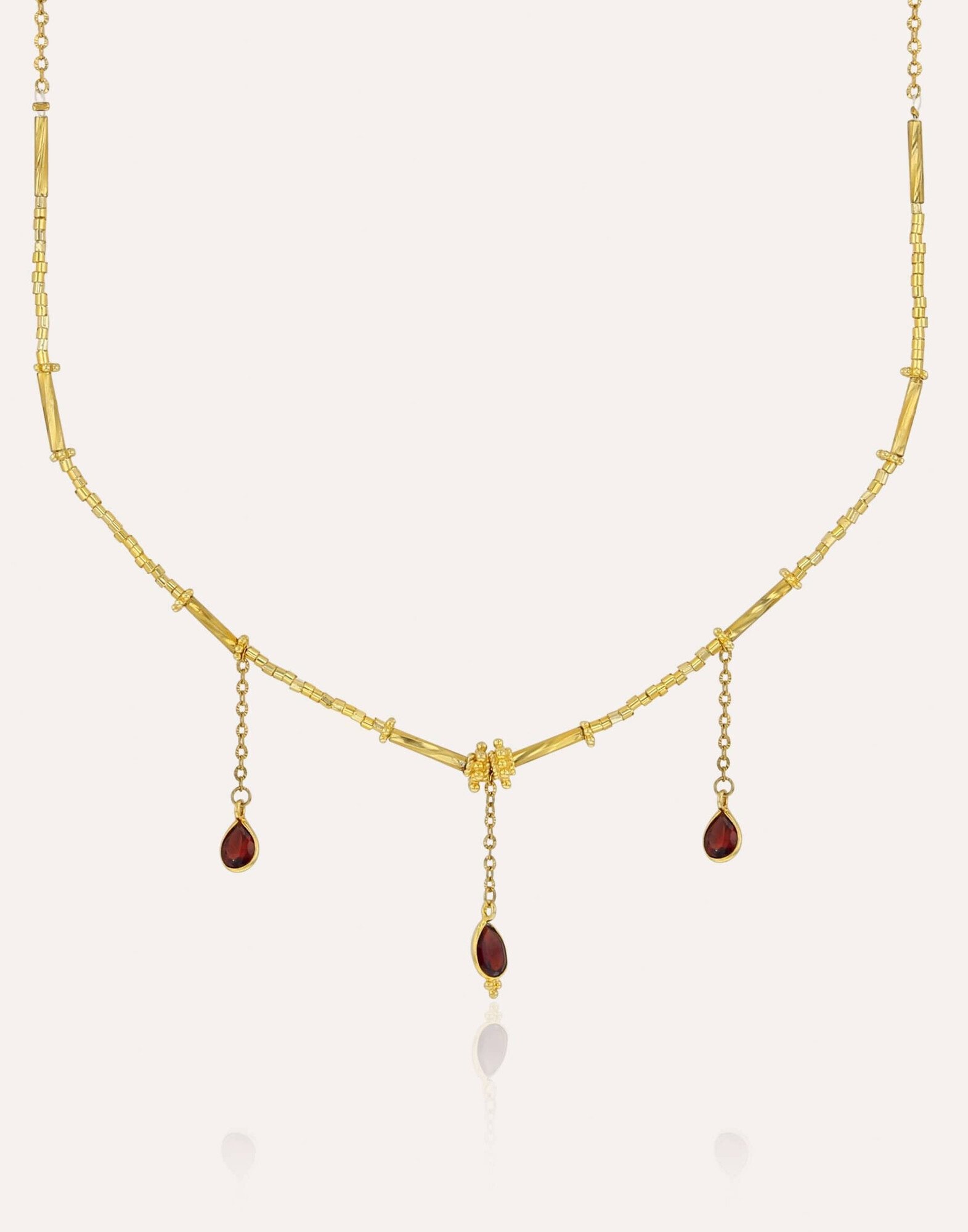Necklace VENEZIA in glass beads of MURANO and garnet |Gloria Balensi