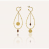 PERLA long gold earrings with MURANO glass beads and garnet