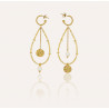 PERLA long gold earrings with MURANO glass beads and moonstone