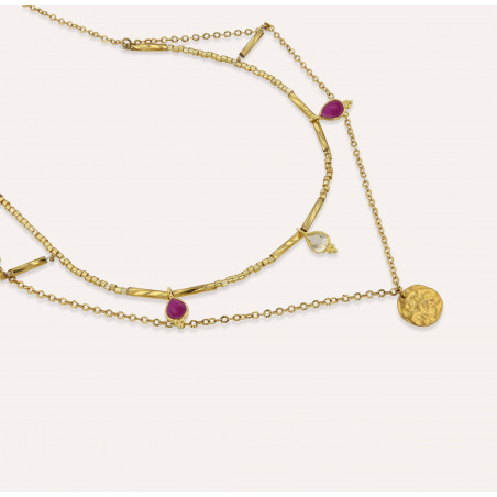 Collier doré DÉITÉ en perles de verre de MURANO, rhodonite et citrine 2| Gloria Balensi bijoux