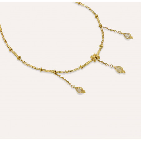 Collier doré VENEZIA en perles de verre de MURANO et citrine| Gloria Balensi