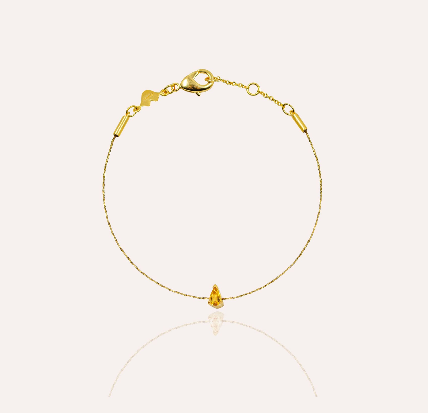 Bracelet cordon poire citrine GAÏA  | Gloria Balensi bijoux