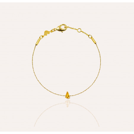 GAÏA cord bracelet in brass, citrine pear stone | Gloria Balensi jewellery