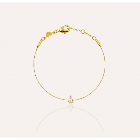GAÏA cord bracelet in brass, zirconium pear stone  | Gloria Balensi jewellery