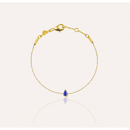 Bracelet cordon GAÏA en laiton, pierre poire lapis lazuli | Gloria Balensi bijoux