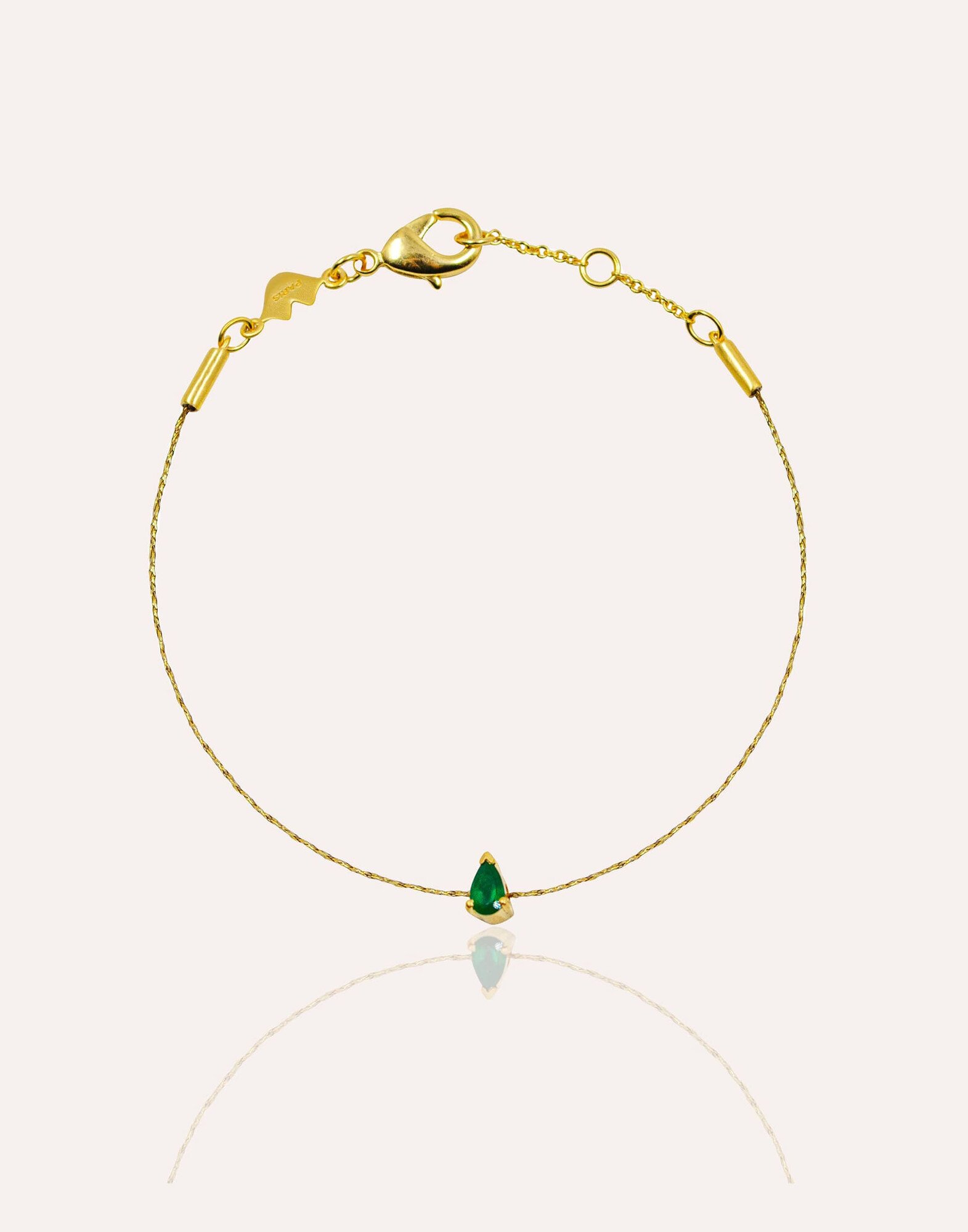 Bracelet cordon poire onyx vert GAÏA |Gloria Balensi Bracelet cordon poire onyx vert GAÏA |Gloria Balensi