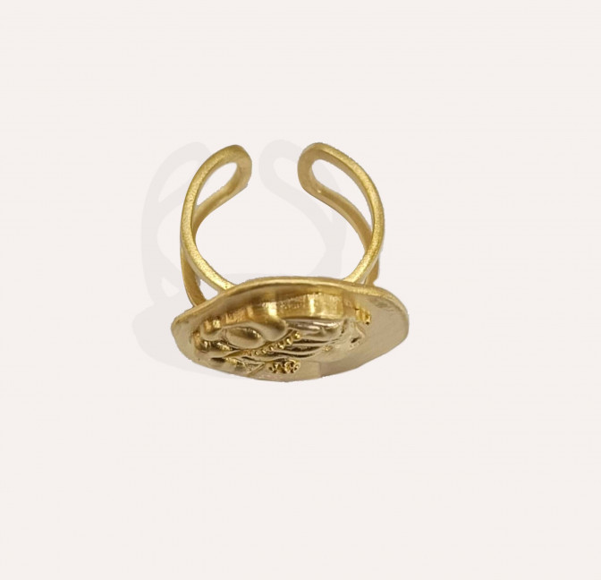 Bague ajustable MUSE style antique en laiton doré à l'or fin 18k  | Gloria Balensi bijoux