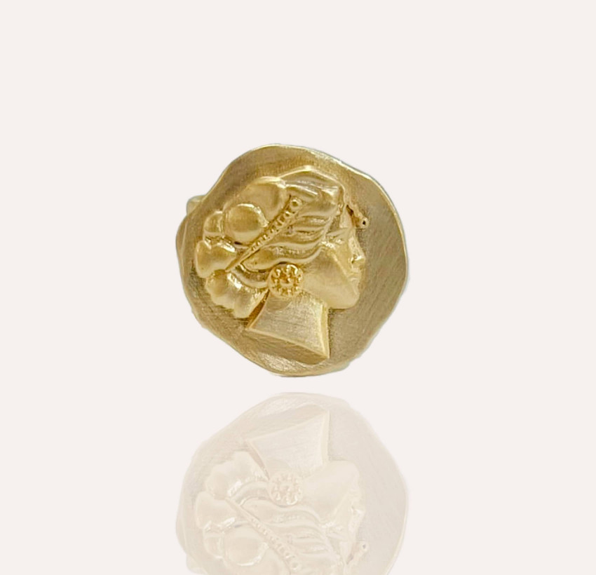 Bague ajustable MUSE style antique en laiton doré à l'or fin 18k | Gloria Balensi bijoux