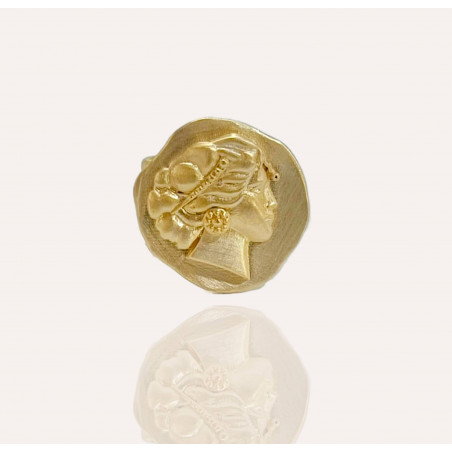 Bague ajustable MUSE style antique en laiton doré à l'or fin 18k | Gloria Balensi bijoux