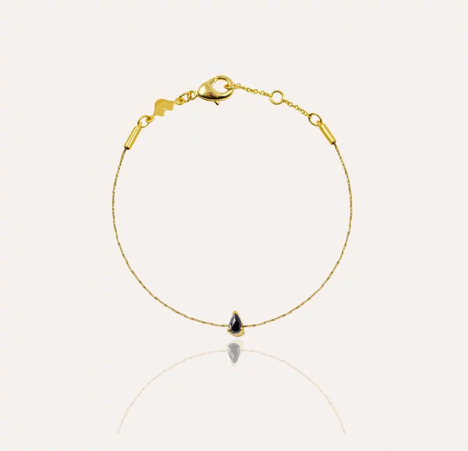 GAÏA black onyx pear cord bracelet |Gloria Balensi
