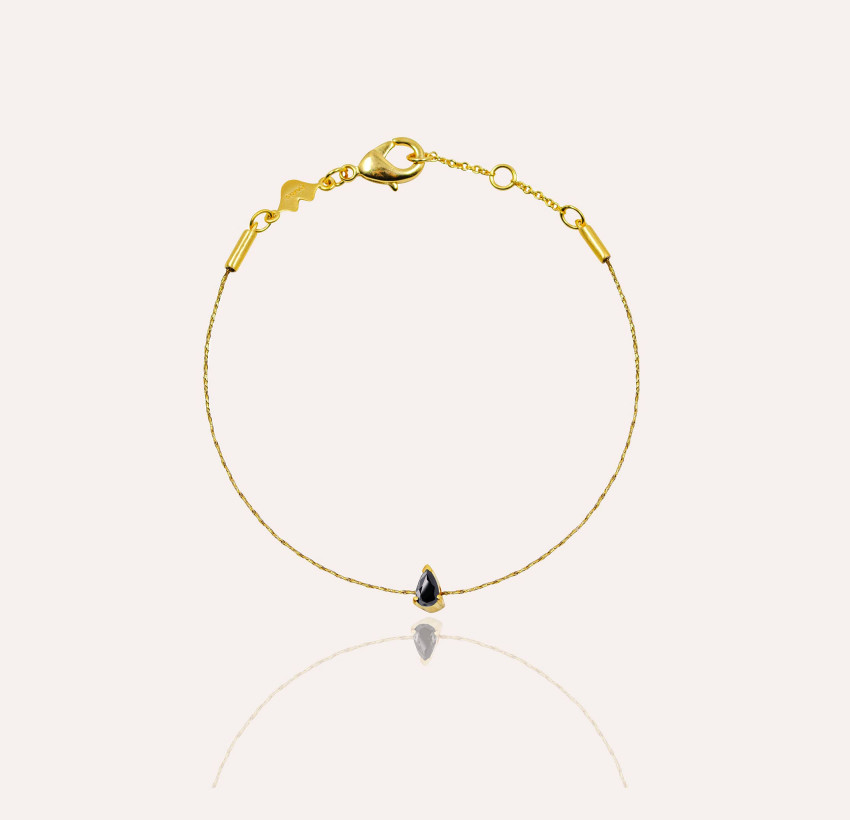 Bracelet cordon poire onyx noir GAÏA  | Gloria Balensi bijoux