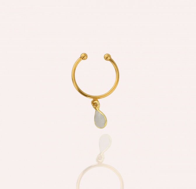 NAYA Stainless Steel Adjustable Ring with Natural Moonstone | Gloria Balensi jewellery