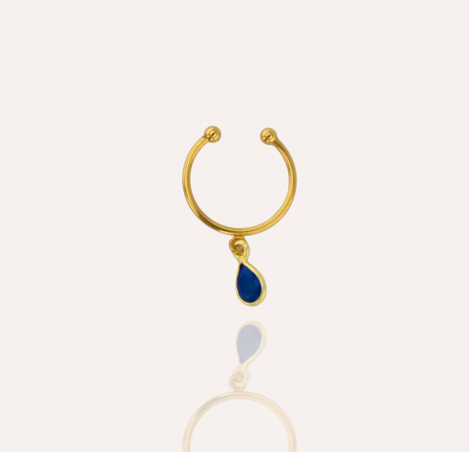 NAYA stainless steel adjustable ring with blue agate | Gloria Balensi