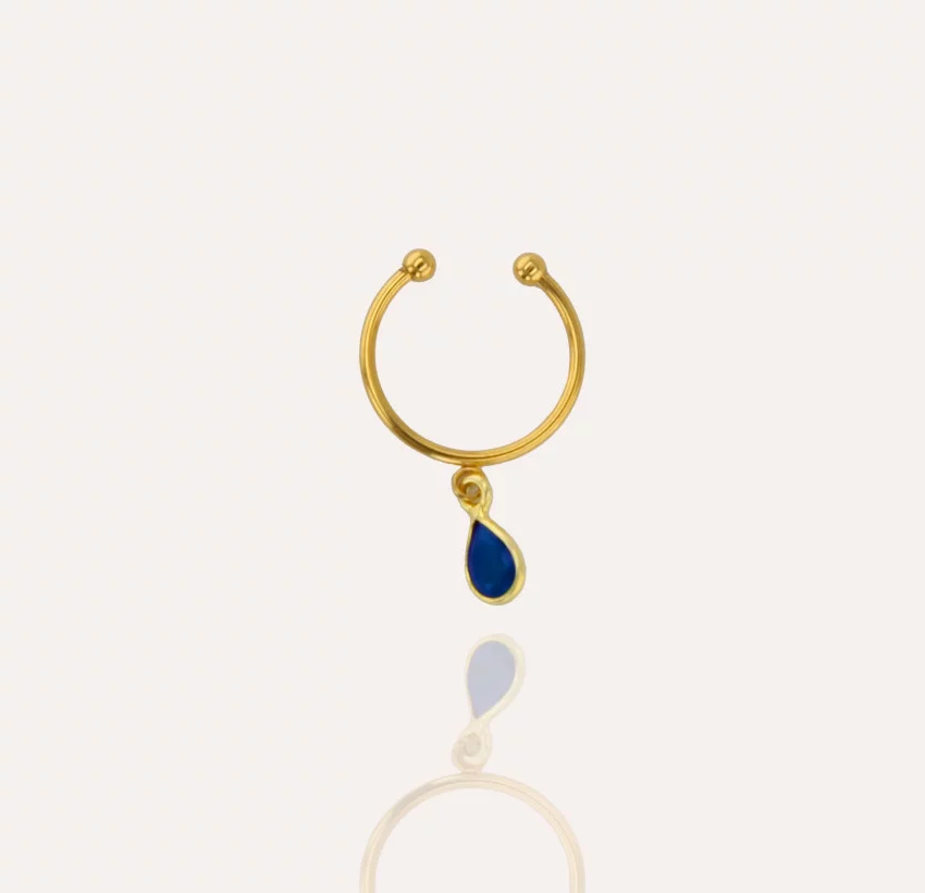 NAYA stainless steel adjustable ring with blue agate |Gloria Balensi