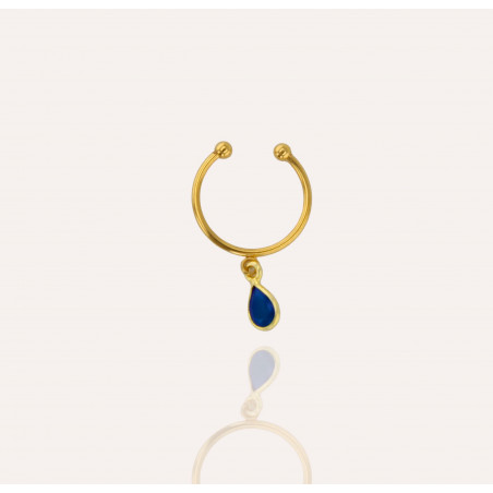 Bague ajustable en acier inoxydable NAYA avec agate bleue | Gloria Balensi bijoux