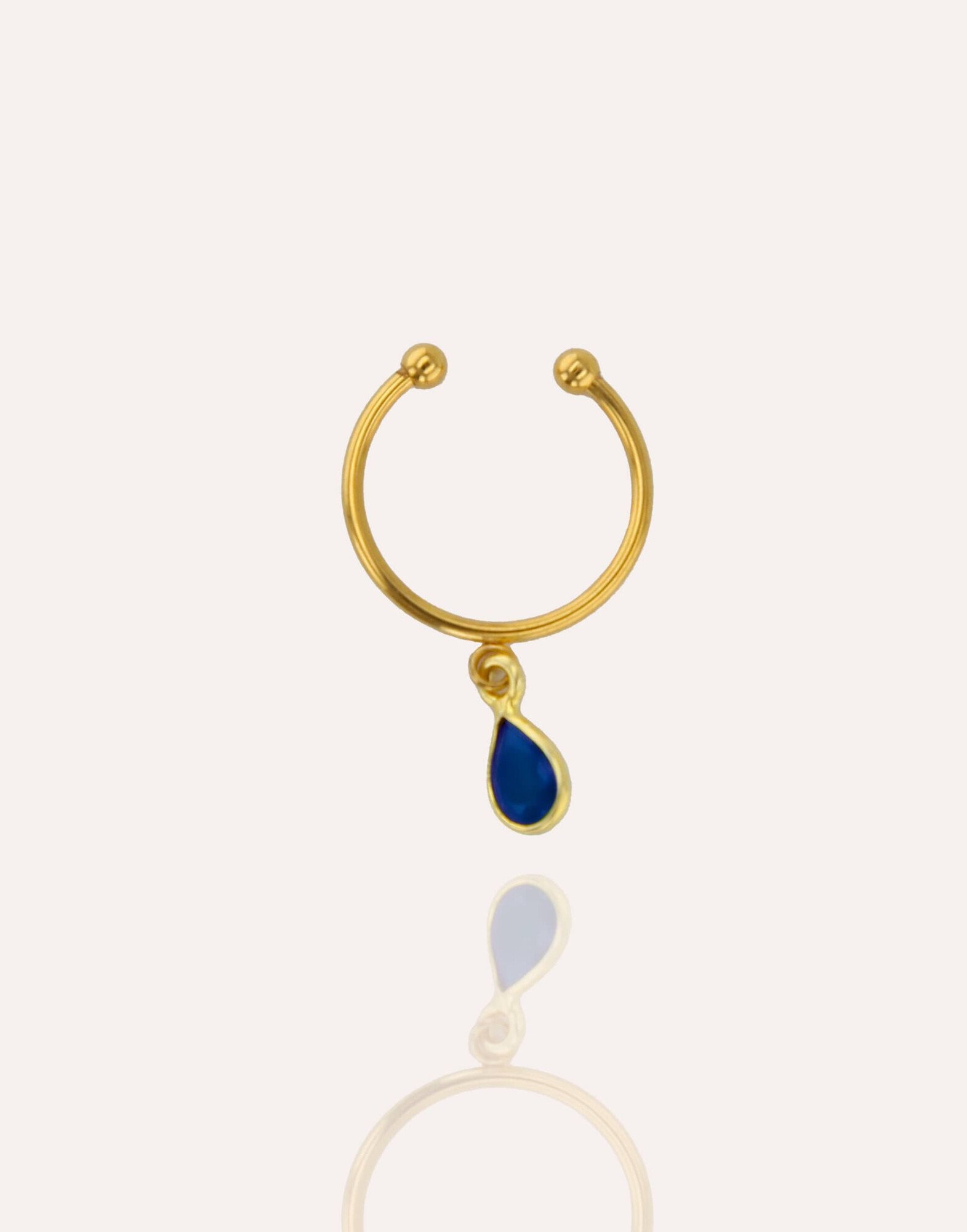 NAYA stainless steel adjustable ring with blue agate |Gloria Balensi