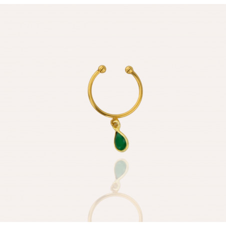 NAYA stainless steel adjustable ring with green onyx | Gloria Balensi