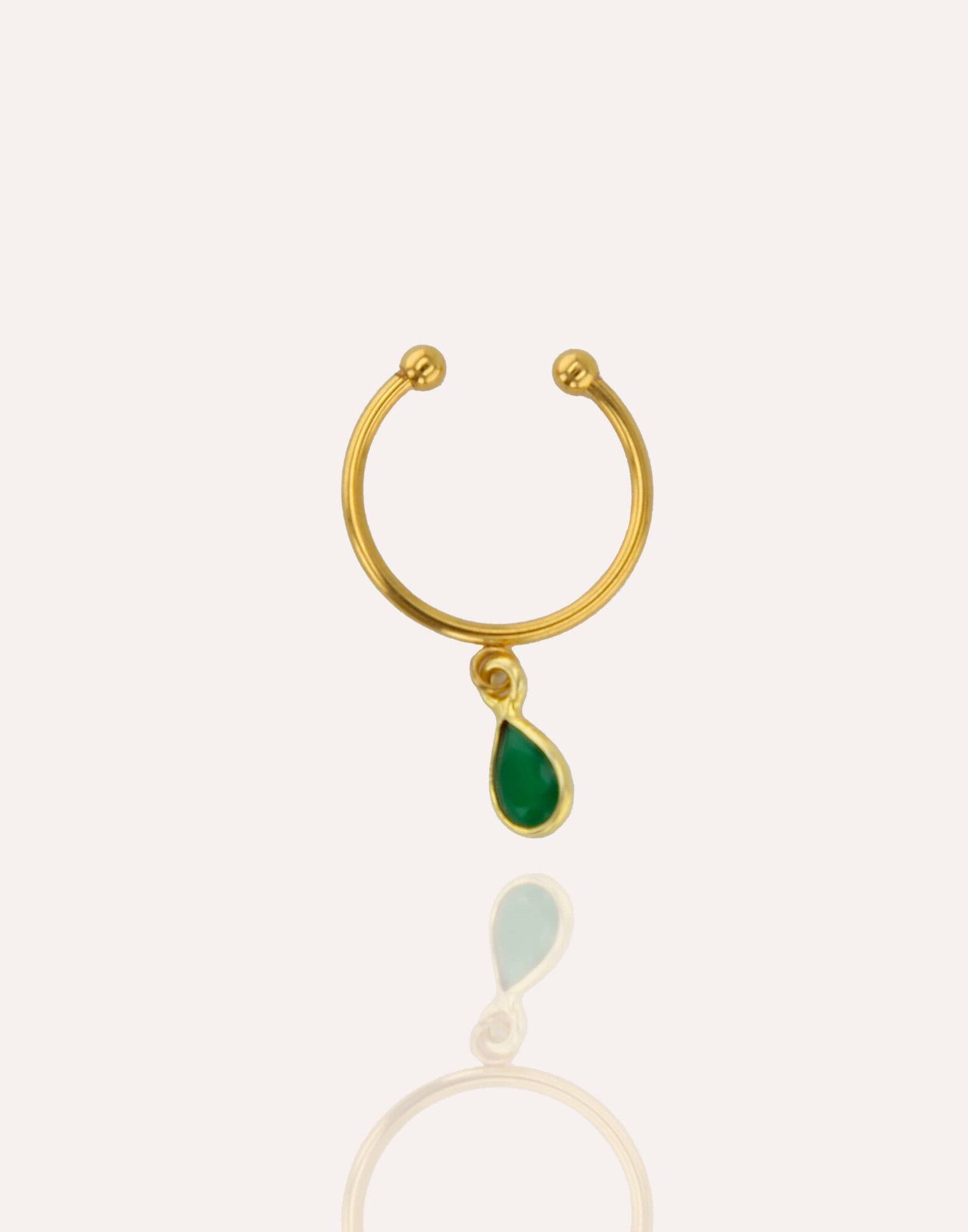NAYA stainless steel adjustable ring with green onyx |Gloria Balensi