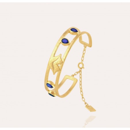 Gold-plated bracelet OLYMPE with Lapis lazuli | Gloria Balensi jewellery