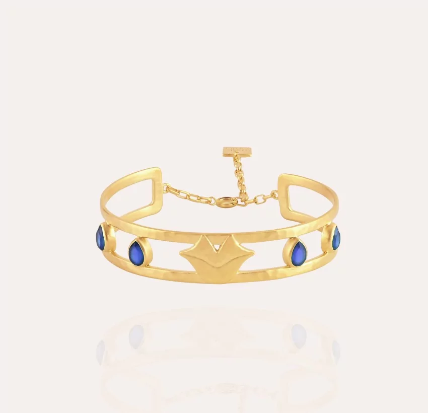 Gold-plated bracelet OLYMPE with Lapis lazuli |Gloria Balensi