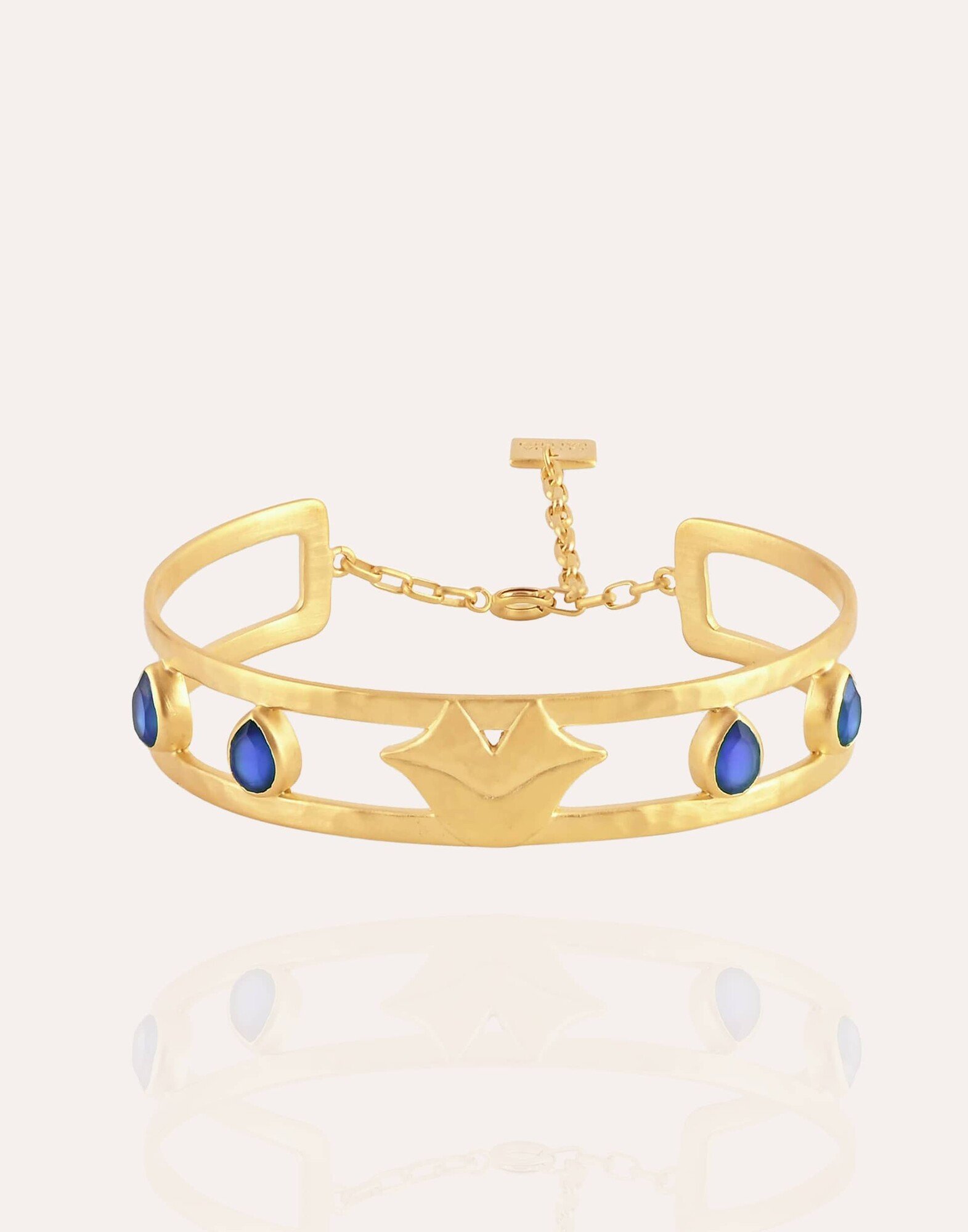 Bracelet jonc plaqué or OLYMPE avec Lapis lazuli |Gloria Balensi