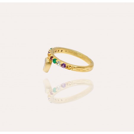 LOLLIA gold plated ring with semi-precious stones | Gloria Balensi jewellery