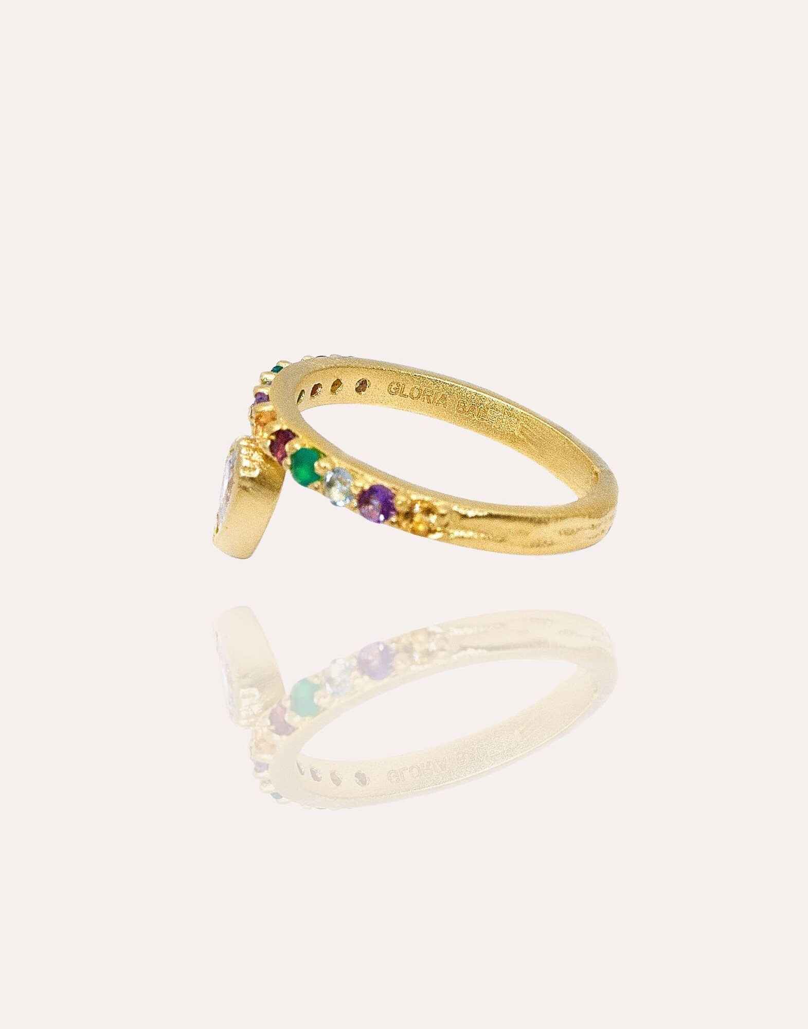 LOLLIA gold plated ring with semi-precious stones |Gloria Balensi