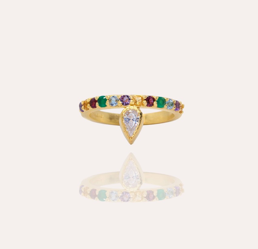 LOLLIA gold plated ring with semi-precious stones | Gloria Balensi