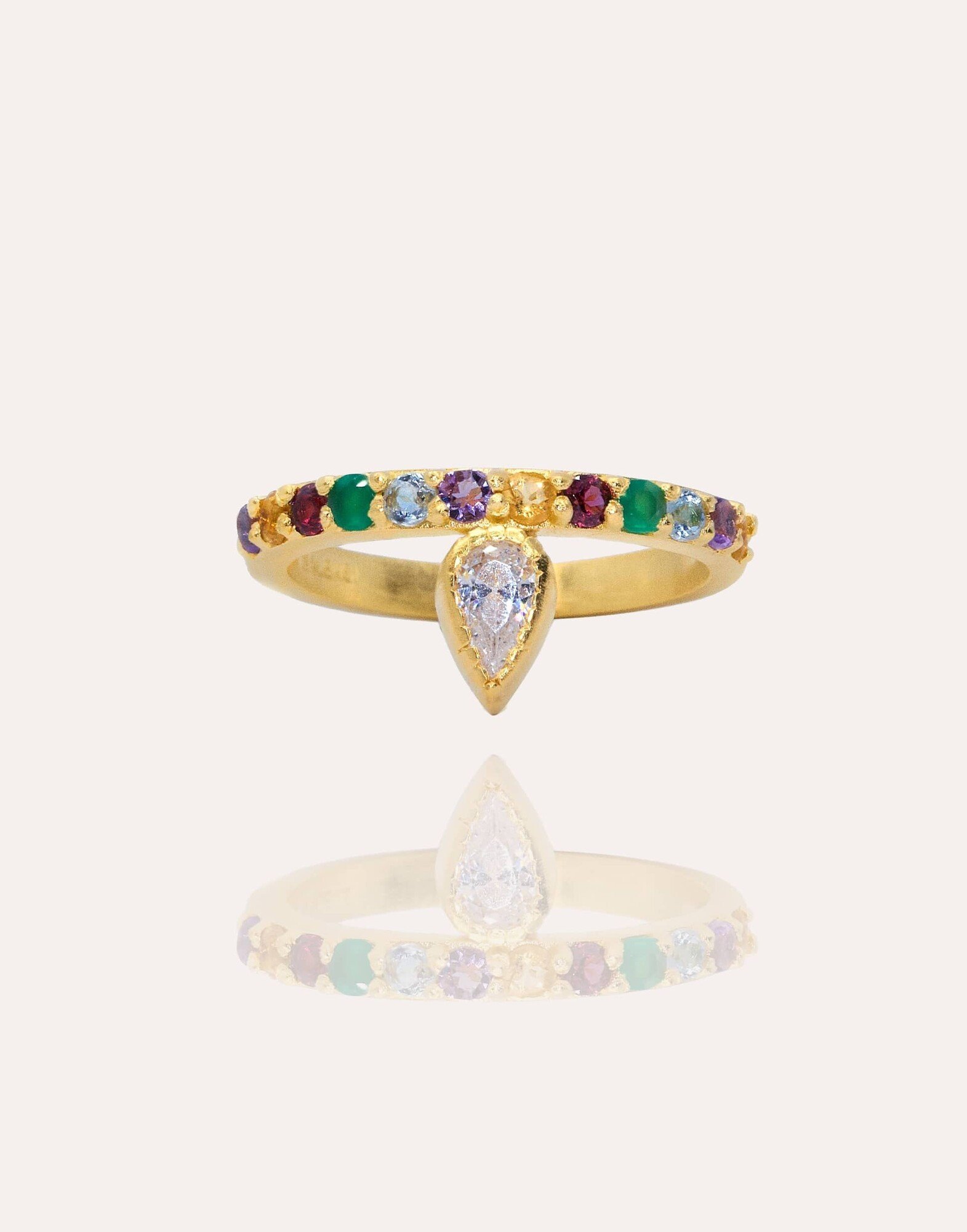 LOLLIA gold plated ring with semi-precious stones |Gloria Balensi