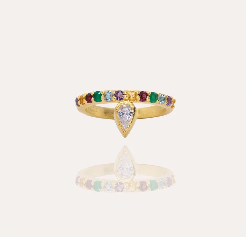 LOLLIA gold plated ring with semi-precious stones |Gloria Balensi