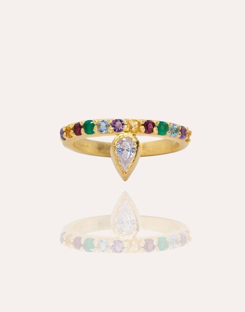 LOLLIA gold plated ring with semi-precious stones