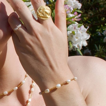 Bracelet PERLINA en perles d’eau douces et perles dorées | Gloria Balensi bijoux
