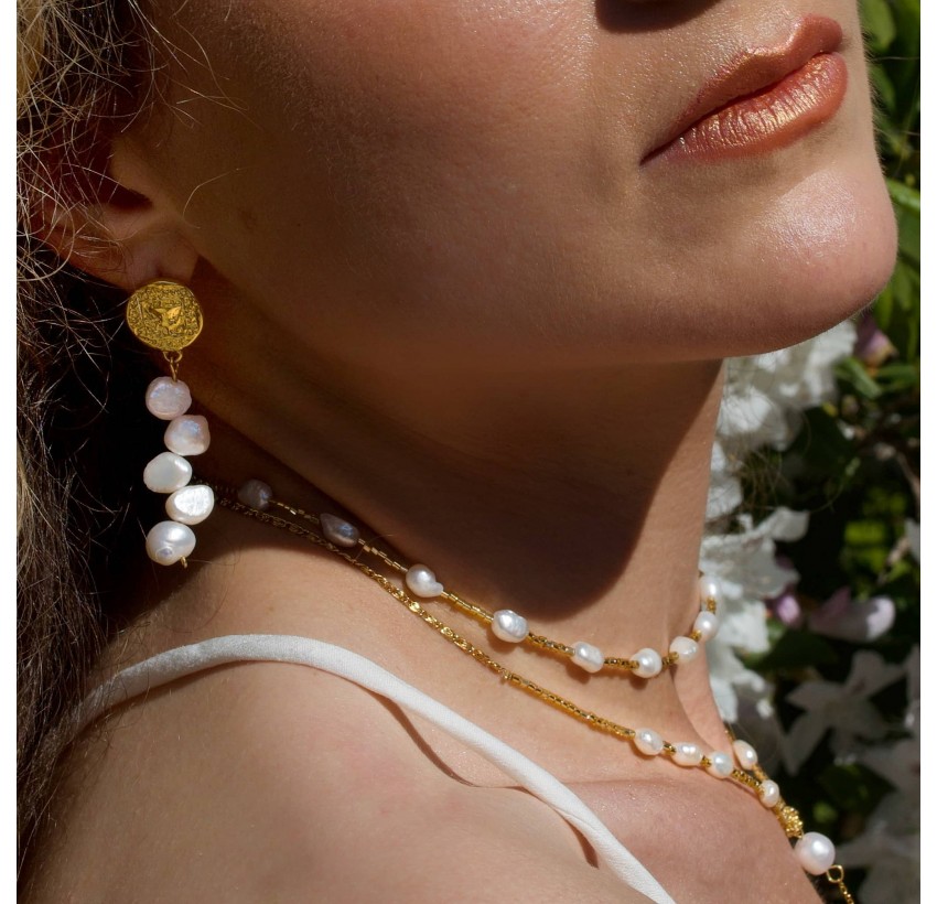 Boucles d'oreilles perles baroques d'eau douce LILYA | Gloria Balensi bijoux