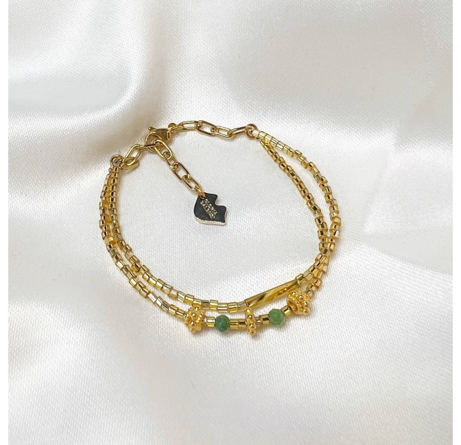 Bracelet LOU en perles dorées et ruby zoïsite | Gloria Balensi