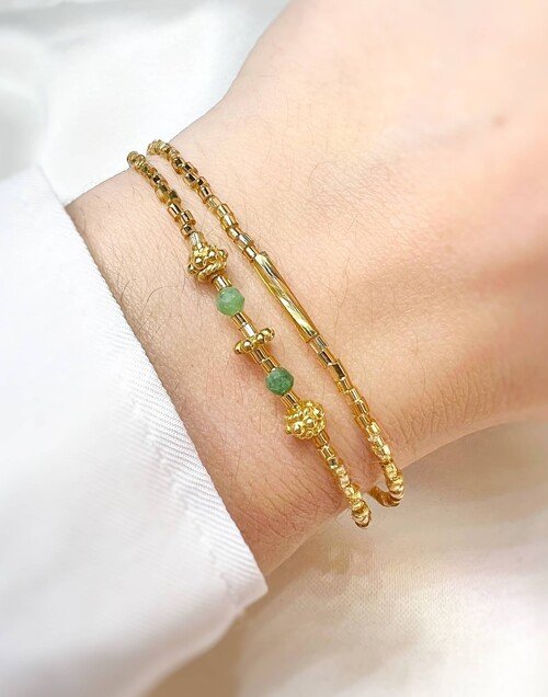LOU bracelet in golden pearls and ruby zoïsite