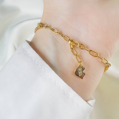 Bracelet LOU en perles dorées et grenat| Gloria Balensi bijoux