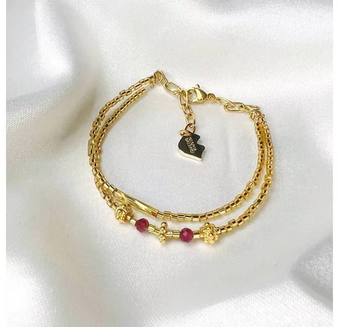 Bracelet grenat et perles LOU |Gloria Balensi