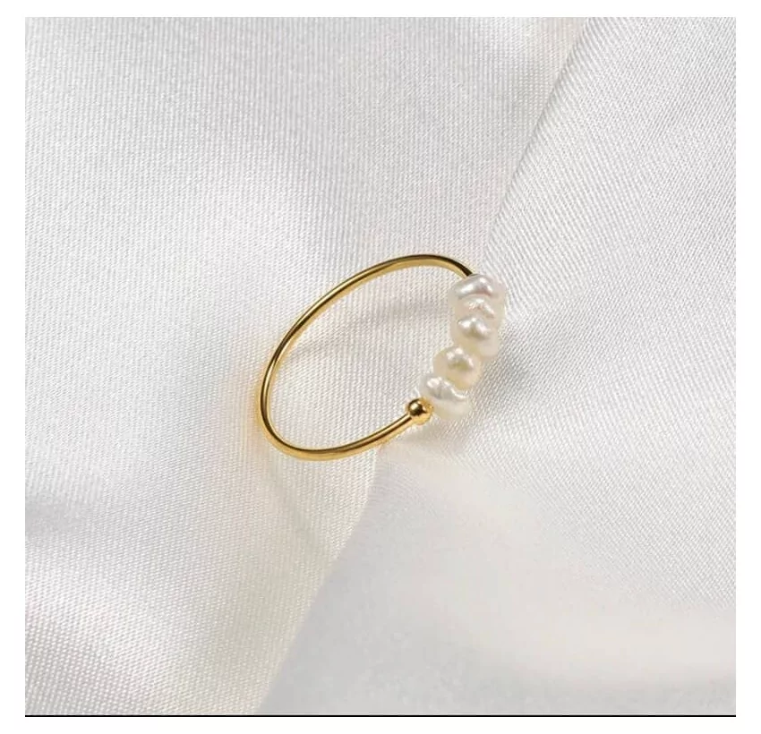 NINA stainless steel ring with baroque freshwater pearl |Gloria Balensi