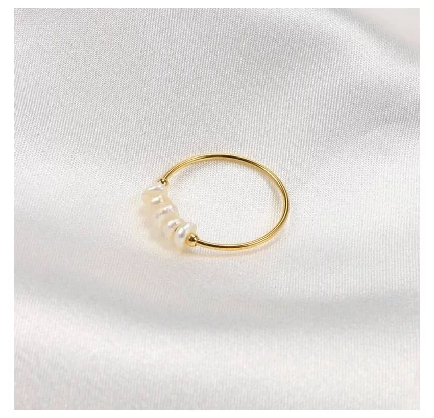 NINA stainless steel ring with baroque freshwater pearl |Gloria Balensi
