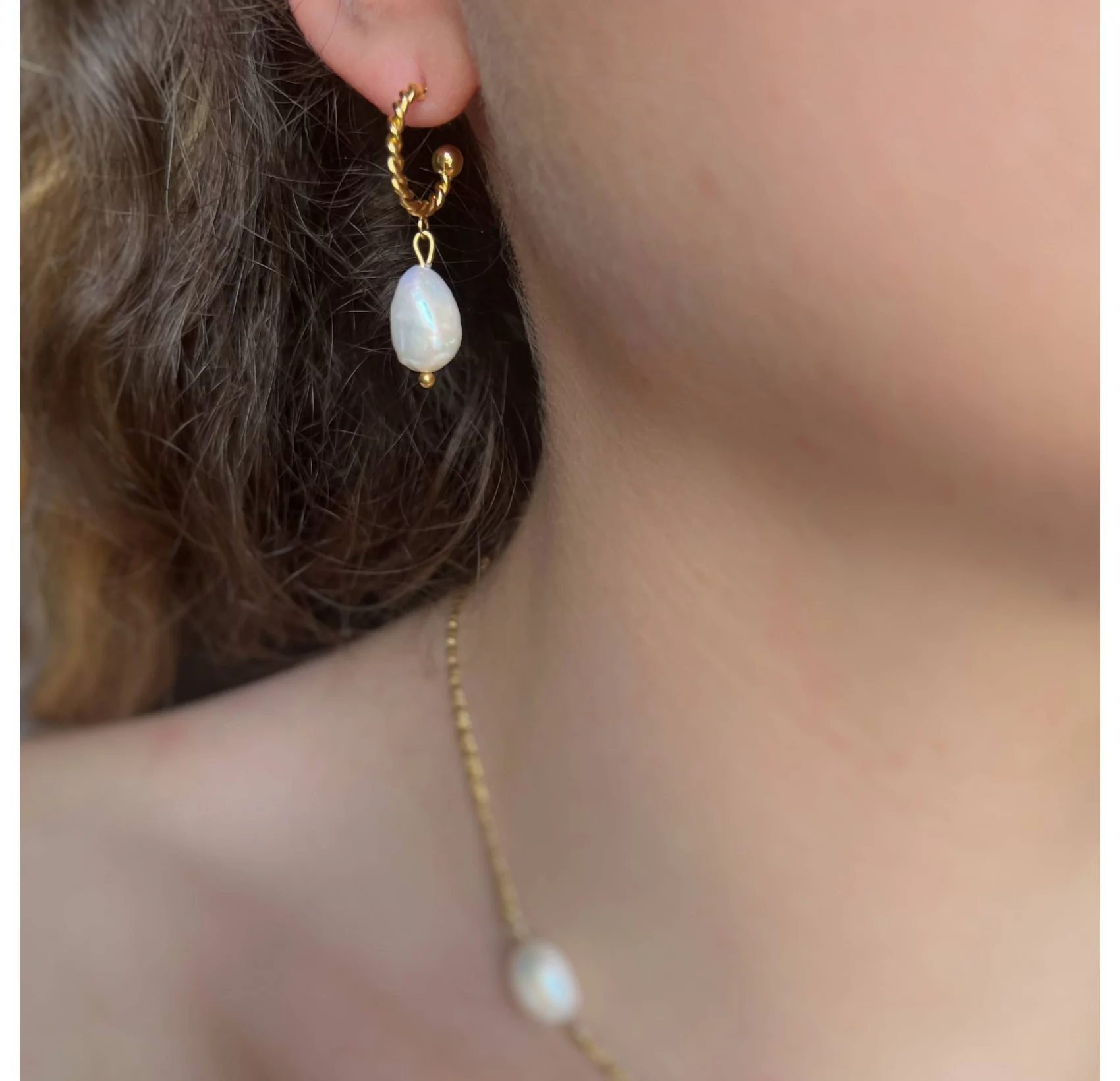 Boucles d'oreilles perles pierre naturelle reconstituée | Pièce unique