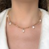 DÉESSA gold necklace with large hammered stainless steel links and freshwater pearls