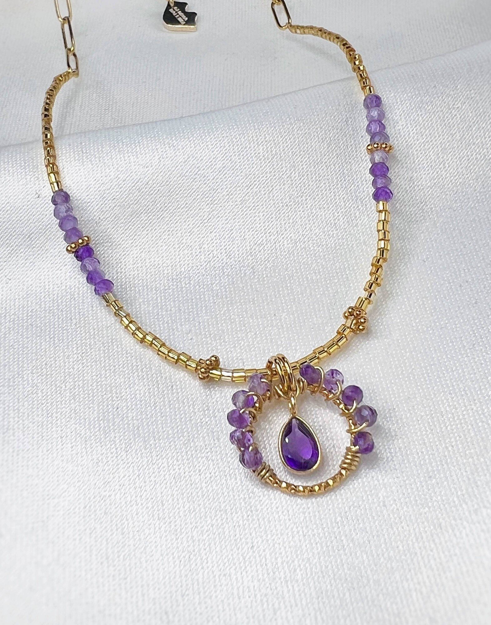 Amethyst Flower Stainless Steel Necklace |Gloria Balensi