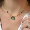 Collier malachite fleur pierre poire onyx vert en acier inoxydable