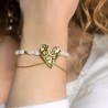 Pearl bracelet with stainless steel heart