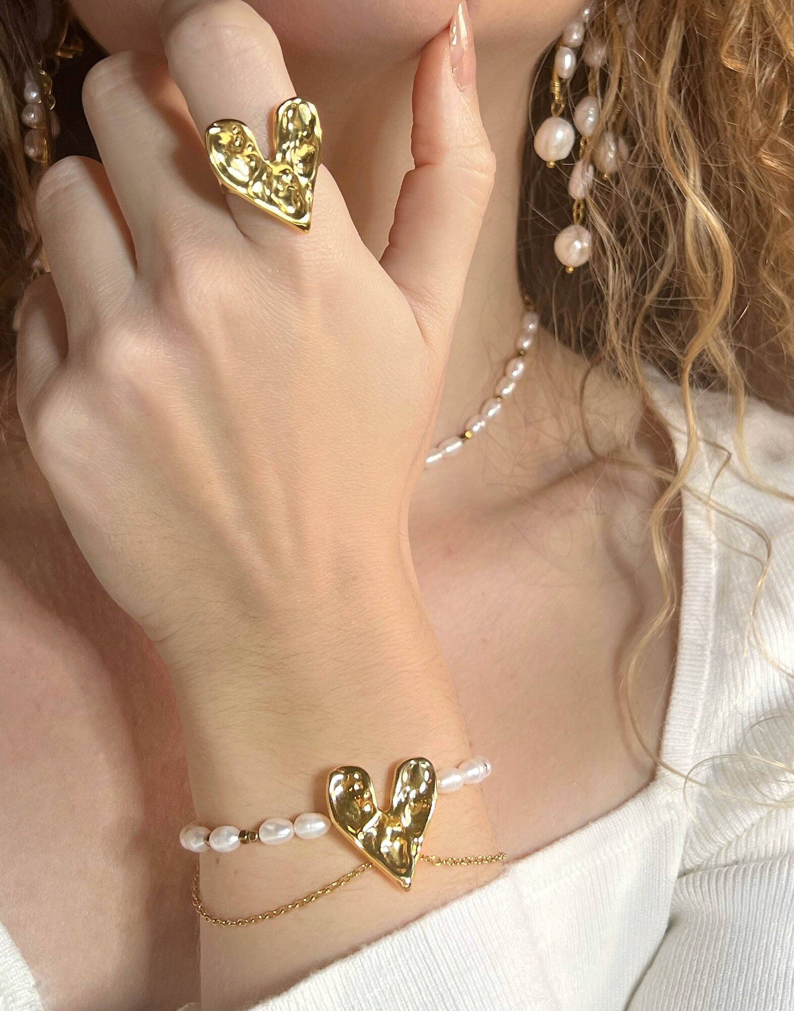 Bracelet de perles avec coeur en acier inoxydable | Gloria Balensi bijoux Bracelet de perles avec coeur en acier inoxydable | Gloria Balensi bijoux