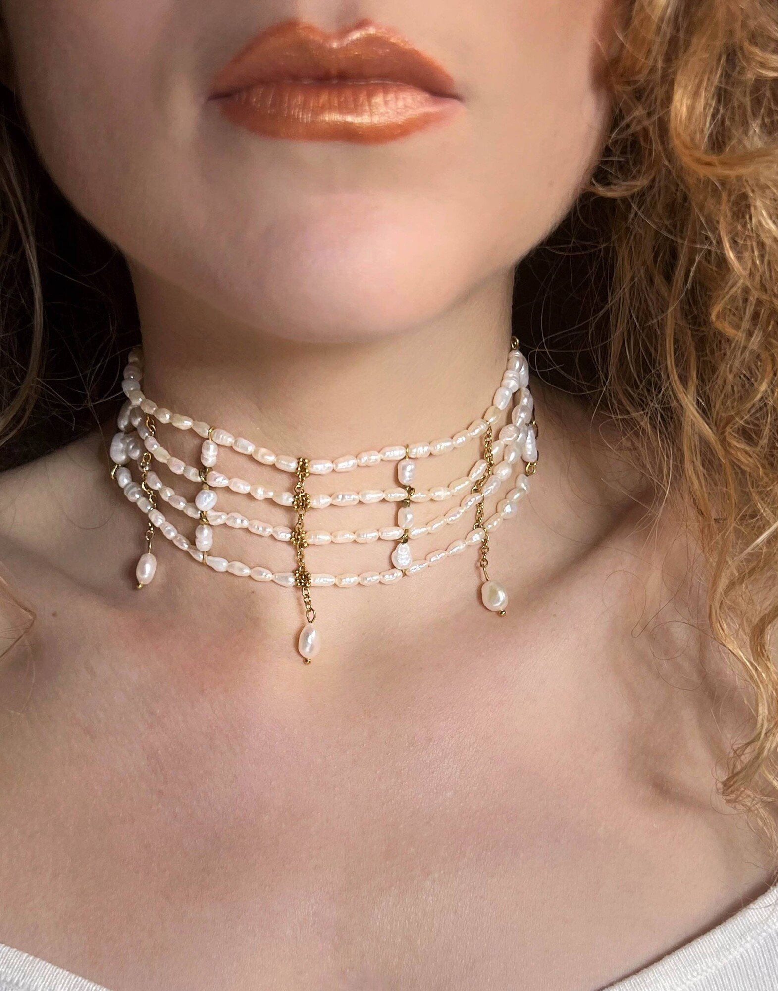 Collier choker multi-rang perles d’eau douce baroques PARIS | Gloria Balensi bijoux