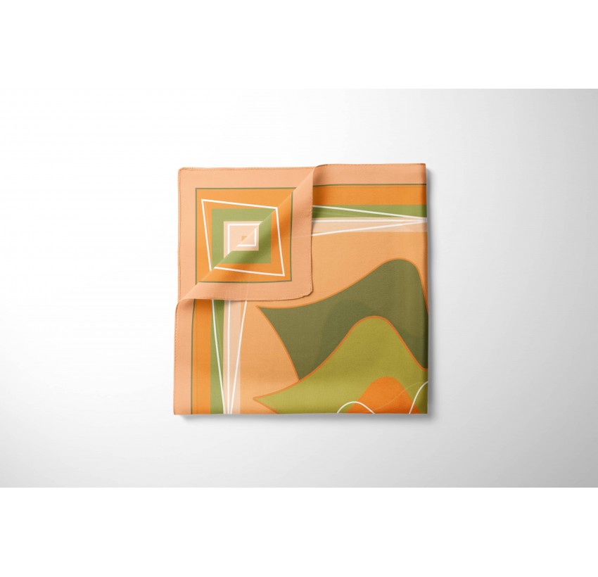 69cm silk twill square, MUSE mouth print - Apple green |Gloria Balensi