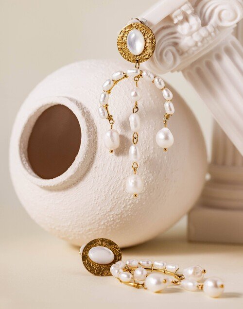 PERLILLA Freshwater Pearl and Stainless Steel Clip-On Earrings |Gloria Balensi